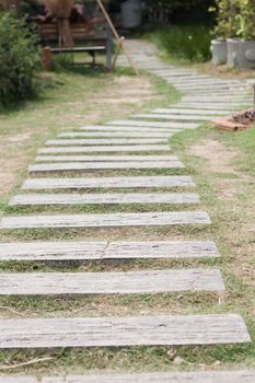 Garden stone path with grass, stock photo