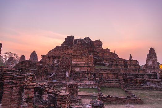 The Ayutthaya temple at night.