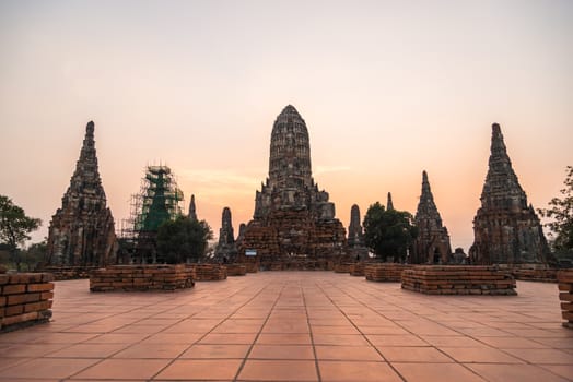 Old Temple wat Chaiwatthanaram of Ayutthaya Province( Ayutthaya Historical Park )Asia Thailand.
\