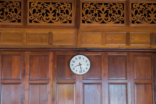 The old clock on the wall.