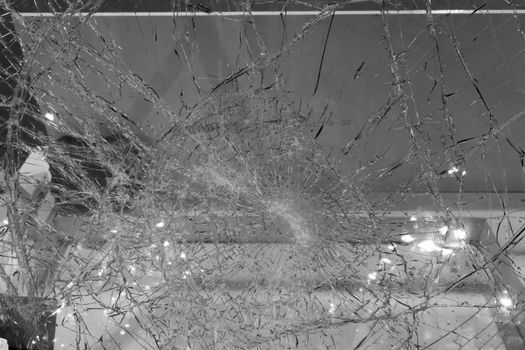 Closeup of a Broke glass/black and white.