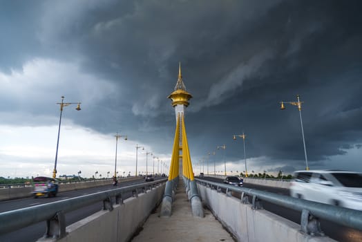 Nonthaburi bridge with a beautiful.