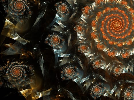 Abstract fractal spiral - computer-generated image. Fractal art part of jewelry spiral. For banners, posters, web design.
