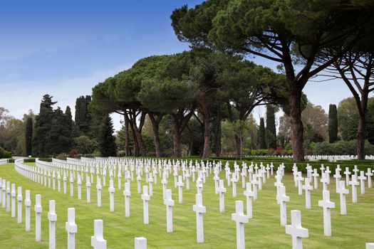 NETTUNO - April 06: Tombs, American war cemetery of the American Military Cemetery of Nettuno in Italy, April 06, 2015 in Nettuno, Italy.