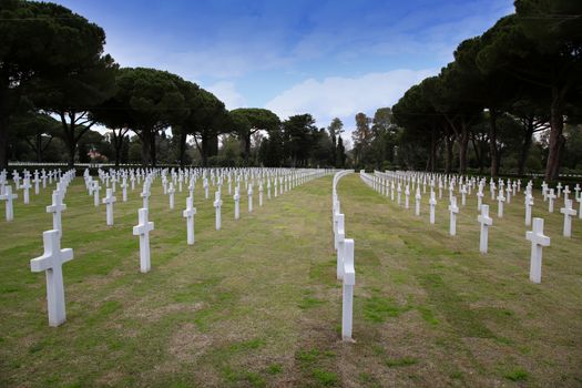 NETTUNO - April 06: Tombs, American war cemetery of the American Military Cemetery of Nettuno in Italy, April 06, 2015 in Nettuno, Italy.