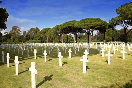 NETTUNO - April 06: Tombs, American war cemetery of the American Military Cemetery of Nettuno in Italy, April 06, 2015 in Nettuno, Italy.