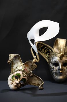 Theater concept. White classical carnival mask. Performance. Flight. Freedom