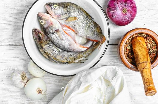 Process of cooking fish perch and frying in flour