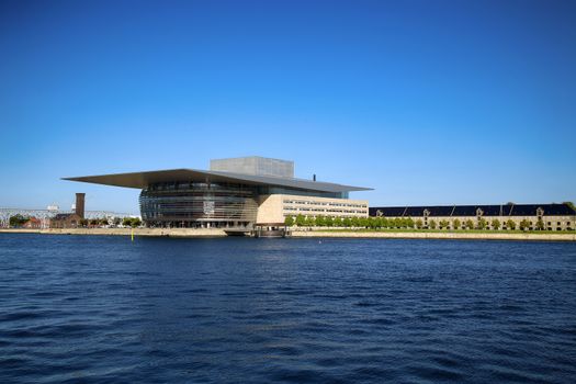 COPENHAGEN, DENMARK - AUGUST 15, 2016 The Copenhagen Opera House which is located in the Holmen, building designed by Henning Larsen on December 28, 2014. in Copenhagen, Denmark on August 15, 2016.