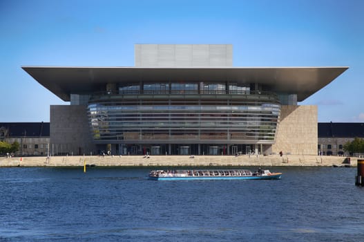 COPENHAGEN, DENMARK - AUGUST 15, 2016 The Copenhagen Opera House which is located in the Holmen, building designed by Henning Larsen on December 28, 2014. in Copenhagen, Denmark on August 15, 2016.