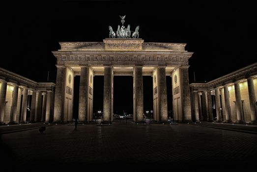 Brandenburg gate at night in Berlin, Germany