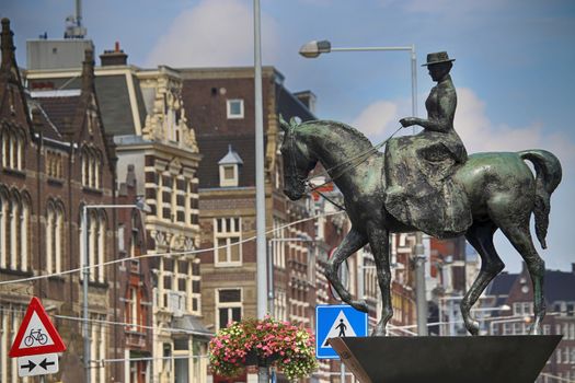 The equestrian statue of Queen Wilhelmina in Amsterdam