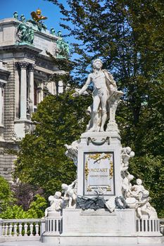 Statue of Wolfgang Amadeus Mozart, Burggarten in Vienna, Austria