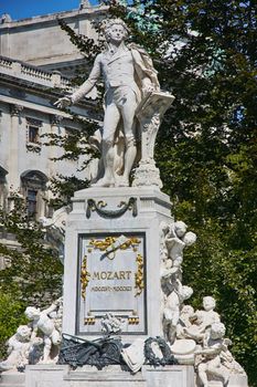 Statue of Wolfgang Amadeus Mozart, Burggarten in Vienna, Austria