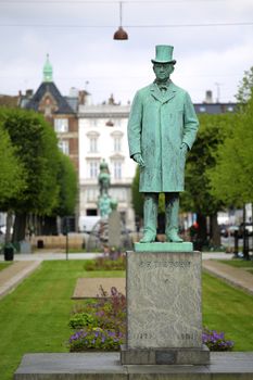 Statue of Carl Frederik Tietgen in Toldbodgade street, Copenhagen, Denmark