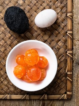 close up of rustic  chinese golden salted egg yolk