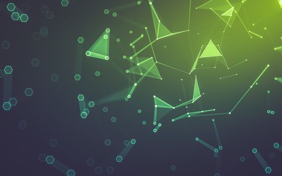 Abstract polygonal space low poly dark background with connecting dots and lines. Connection structure. 3d rendering