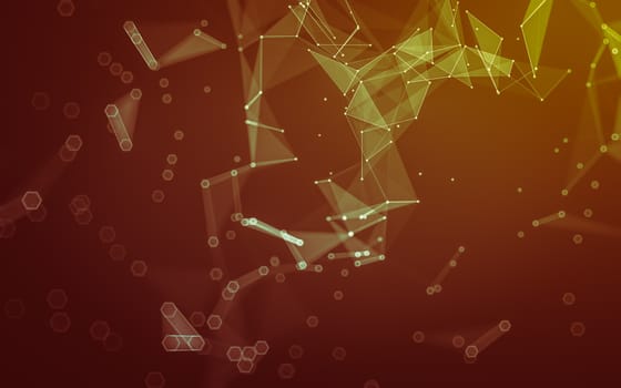 Abstract polygonal space low poly dark background with connecting dots and lines. Connection structure. 3d rendering