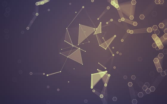 Abstract polygonal space low poly dark background with connecting dots and lines. Connection structure. 3d rendering