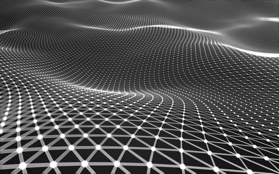 Abstract polygonal space low poly dark background with connecting dots and lines. Connection structure. 3d rendering