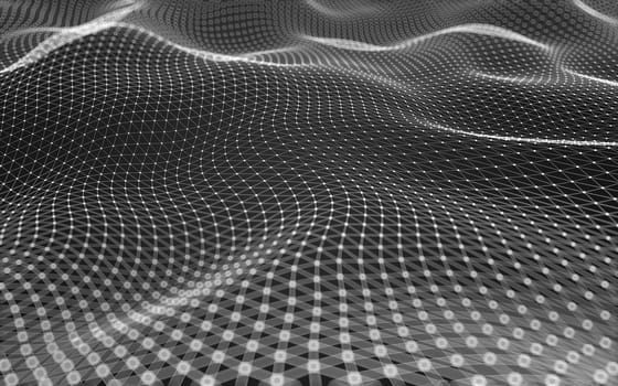 Abstract polygonal space low poly dark background with connecting dots and lines. Connection structure. 3d rendering