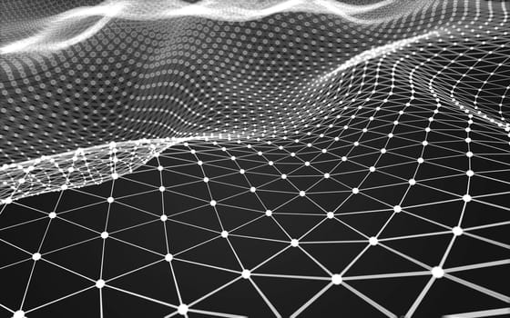 Abstract polygonal space low poly dark background with connecting dots and lines. Connection structure. 3d rendering