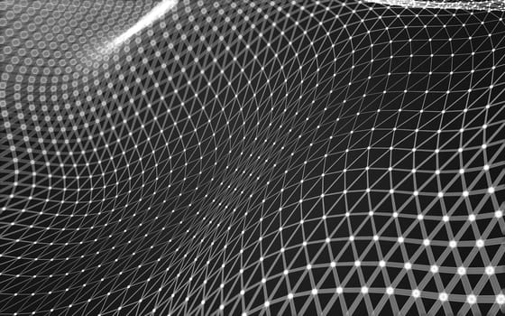 Abstract polygonal space low poly dark background with connecting dots and lines. Connection structure. 3d rendering