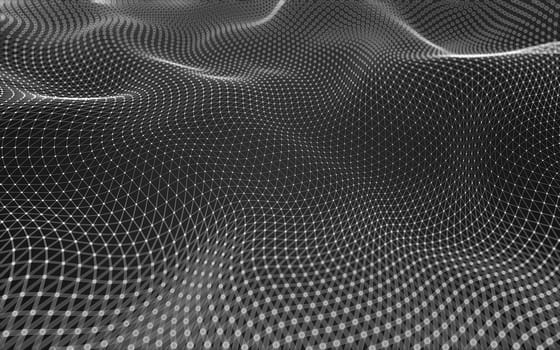 Abstract polygonal space low poly dark background with connecting dots and lines. Connection structure. 3d rendering