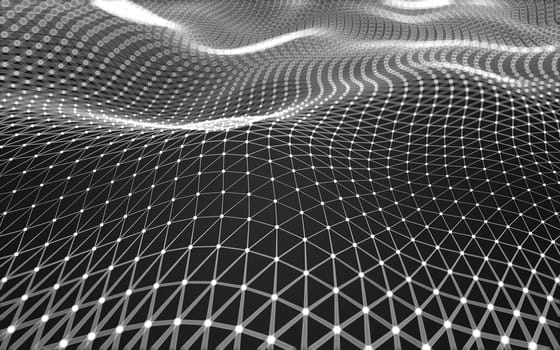 Abstract polygonal space low poly dark background with connecting dots and lines. Connection structure. 3d rendering