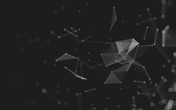 Abstract polygonal space low poly dark background with connecting dots and lines. Connection structure. 3d rendering