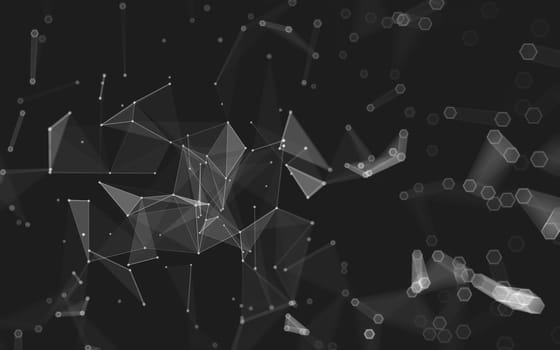 Abstract polygonal space low poly dark background with connecting dots and lines. Connection structure. 3d rendering