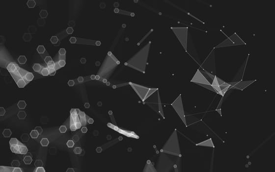 Abstract polygonal space low poly dark background with connecting dots and lines. Connection structure. 3d rendering