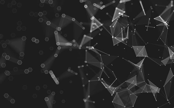 Abstract polygonal space low poly dark background with connecting dots and lines. Connection structure. 3d rendering