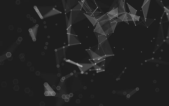 Abstract polygonal space low poly dark background with connecting dots and lines. Connection structure. 3d rendering