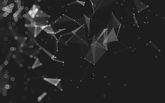 Abstract polygonal space low poly dark background with connecting dots and lines. Connection structure. 3d rendering