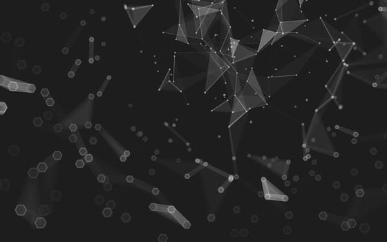 Abstract polygonal space low poly dark background with connecting dots and lines. Connection structure. 3d rendering