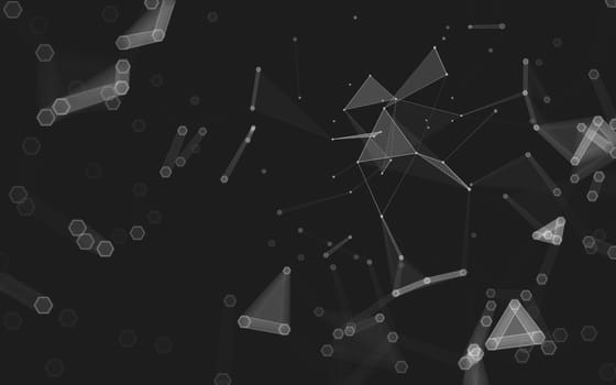 Abstract polygonal space low poly dark background with connecting dots and lines. Connection structure. 3d rendering