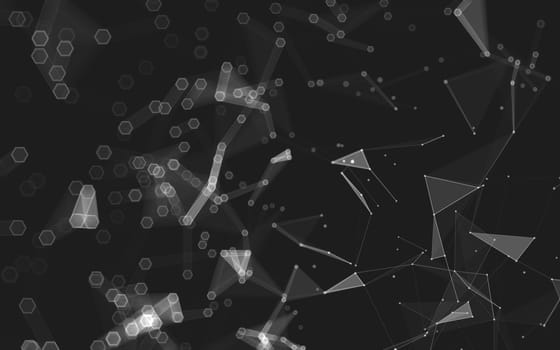 Abstract polygonal space low poly dark background with connecting dots and lines. Connection structure. 3d rendering