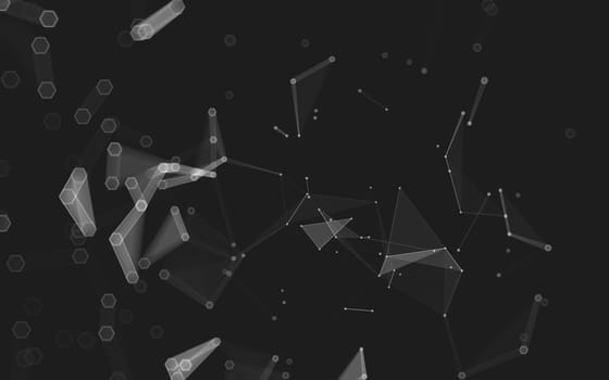 Abstract polygonal space low poly dark background with connecting dots and lines. Connection structure. 3d rendering