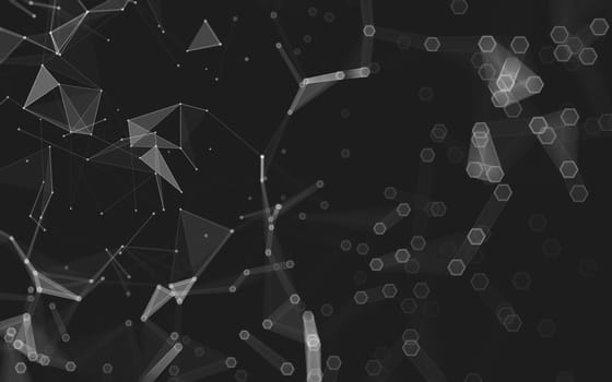 Abstract polygonal space low poly dark background with connecting dots and lines. Connection structure. 3d rendering