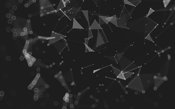 Abstract polygonal space low poly dark background with connecting dots and lines. Connection structure. 3d rendering