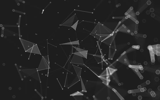 Abstract polygonal space low poly dark background with connecting dots and lines. Connection structure. 3d rendering