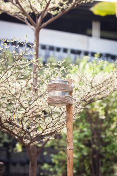 Candle lamp in the garden, stock photo