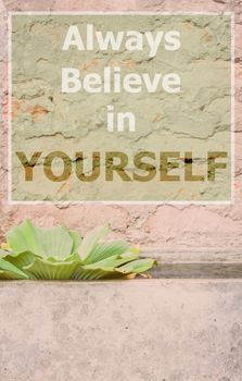 Always believe in yourself inspirational quote on blurred background