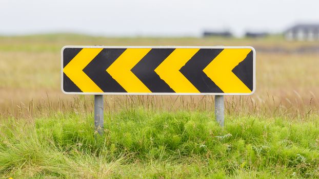Sign color traffic - Sign in the south of Iceland