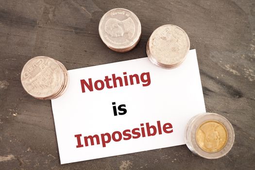 Nothing is impossible inspirational quote, stock photo