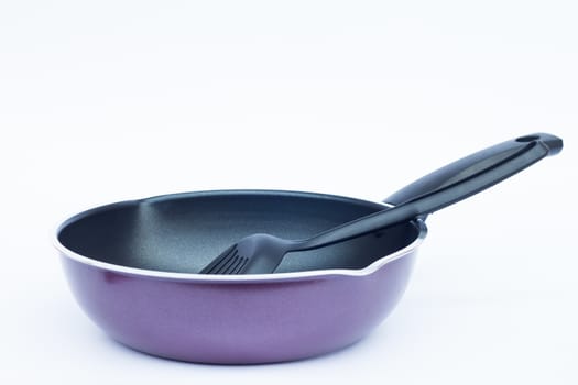 Non stick frying pan on white background, stock photo