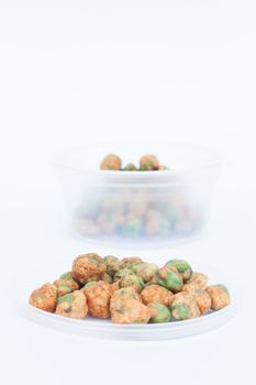 Dry spice peas on white background, stock photo