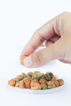 Dry spice peas on white background, stock photo