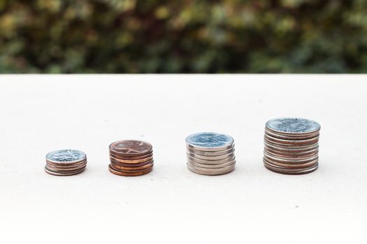 Money coin growing graph with green background, stock photo